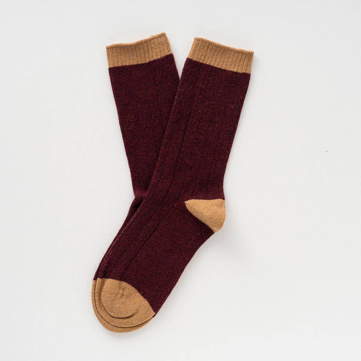 KLUE Merino Wool socks with Bands | Burgundy and Caramel