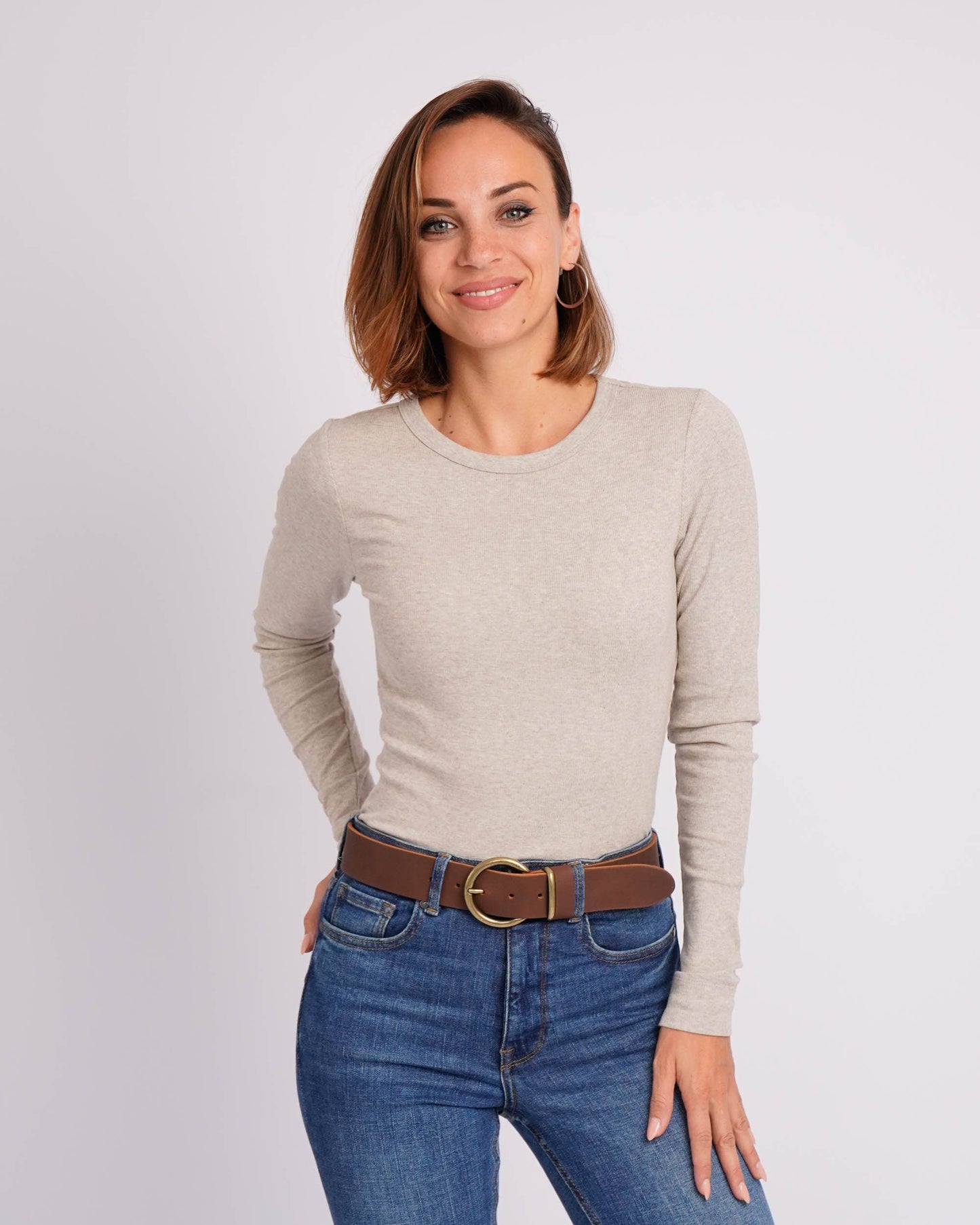 Leah | Classic Round Buckle Leather Belt
