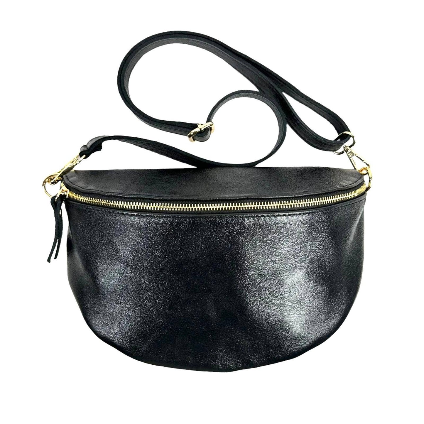 Large Italian Metallic Leather Crossbody/Waist Bag