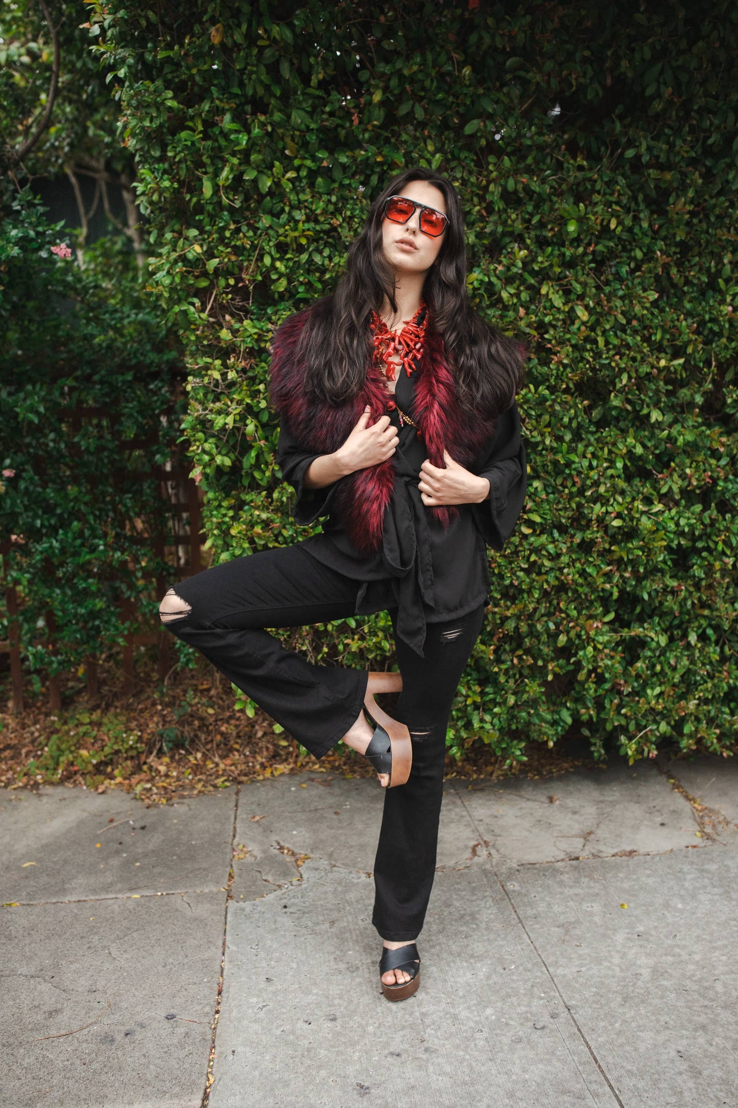 Oxblood Faux Fur Collar