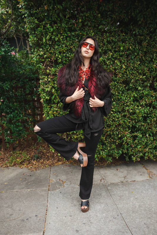 Oxblood Faux Fur Collar