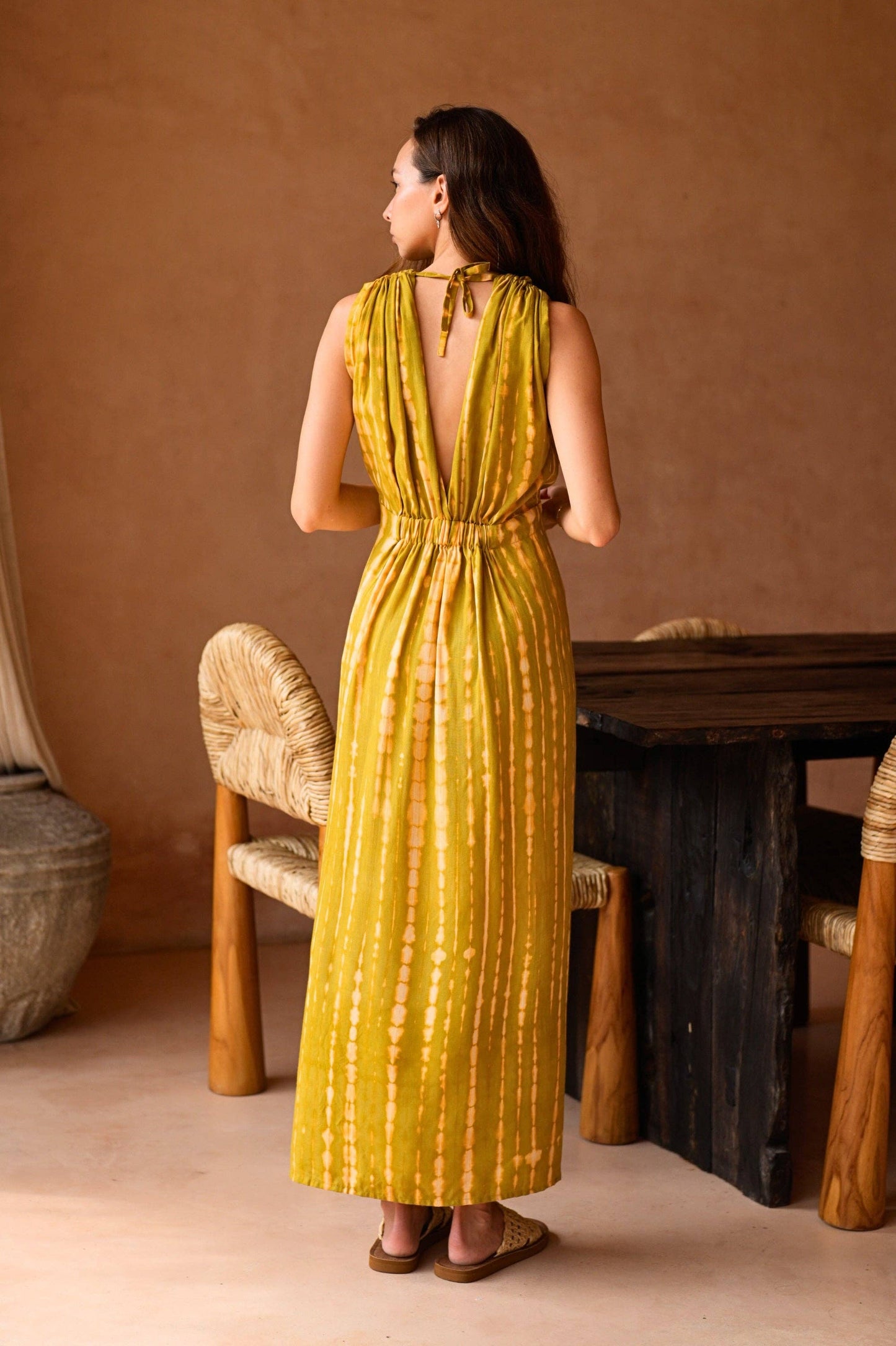Clara Maxi Slip Dress in Lemongrass