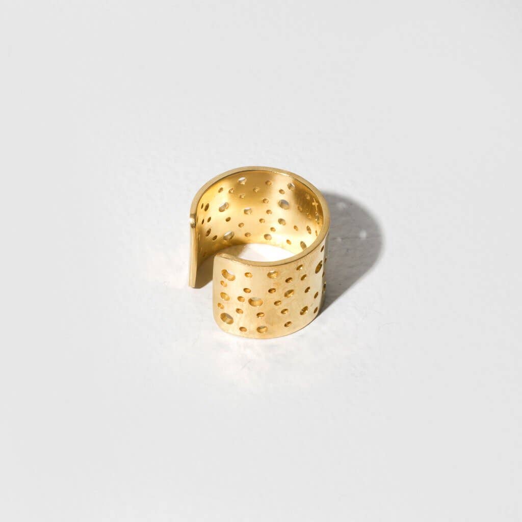 Moon Adjustable Cuff Ring | Brass