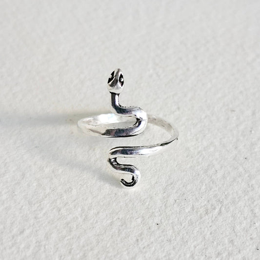 Silver snake serpent cobra ring adjustable handmade