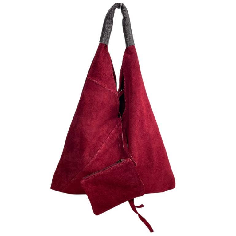 Suede Leather Shoulder Bag with Coin Purse