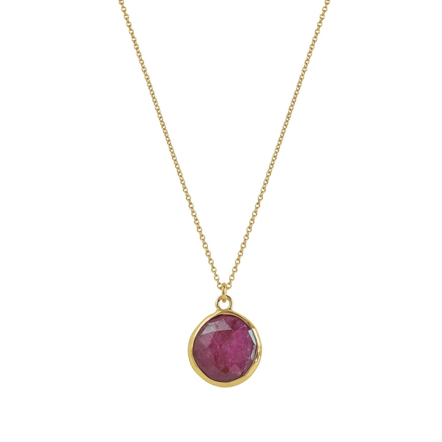 RUBY-Round Ruby Necklace in Silver or Vermeil