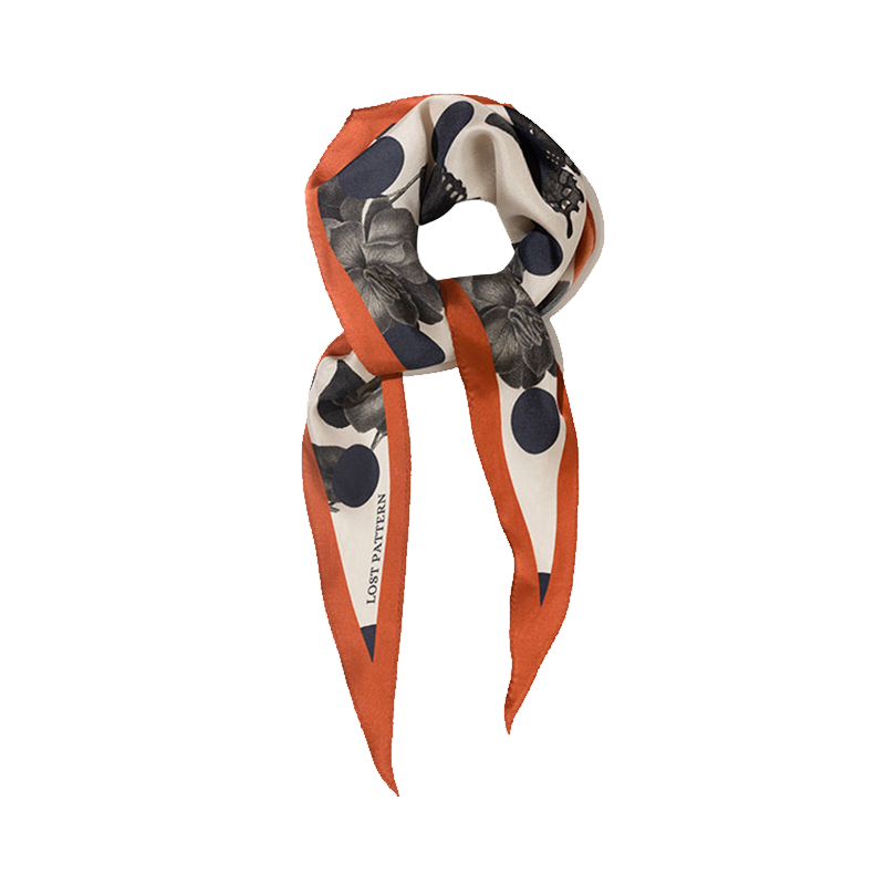 Noir Floral Silk Diamond Neckerchief