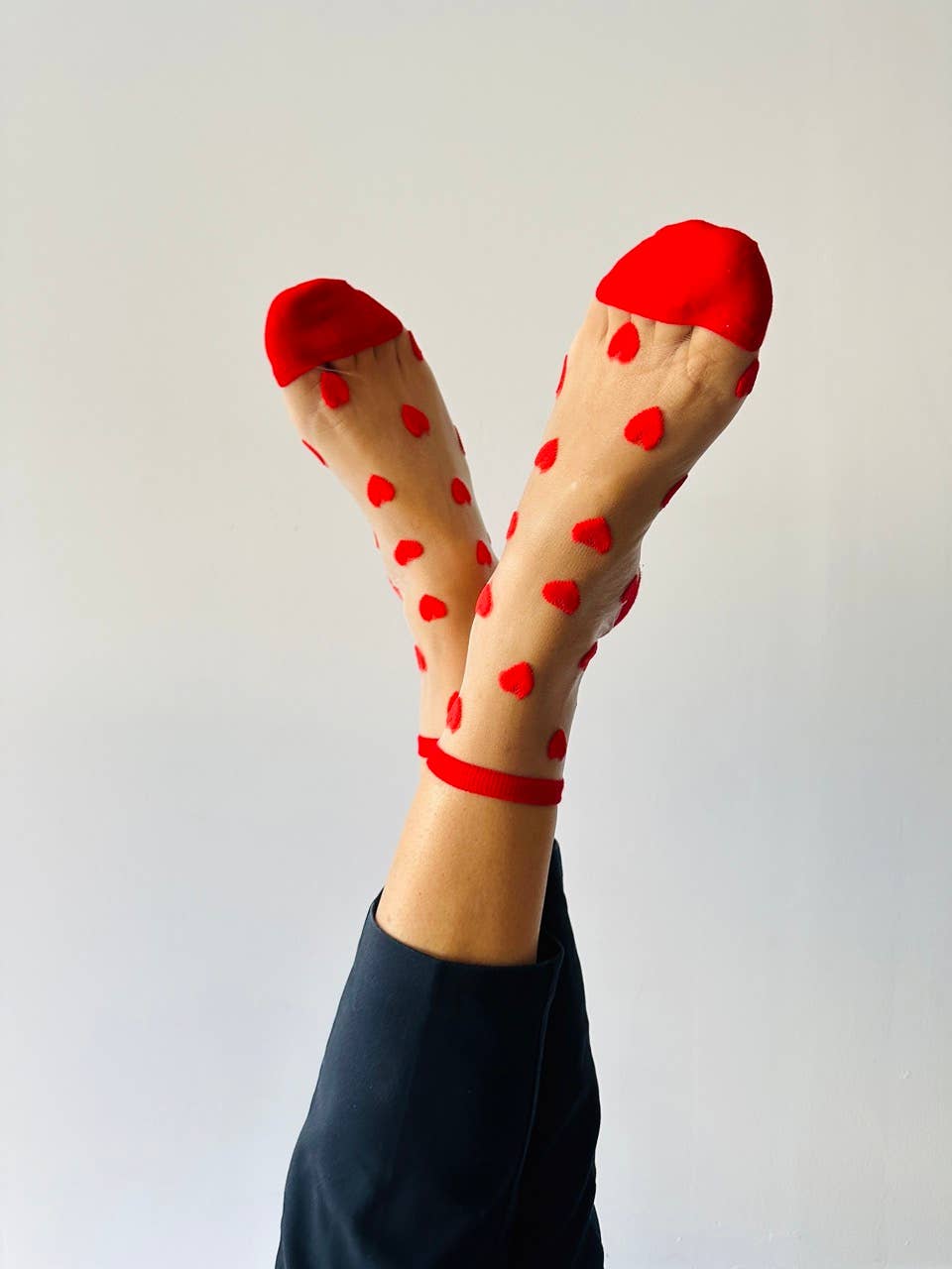 Laure socks with red hearts - ankle socks