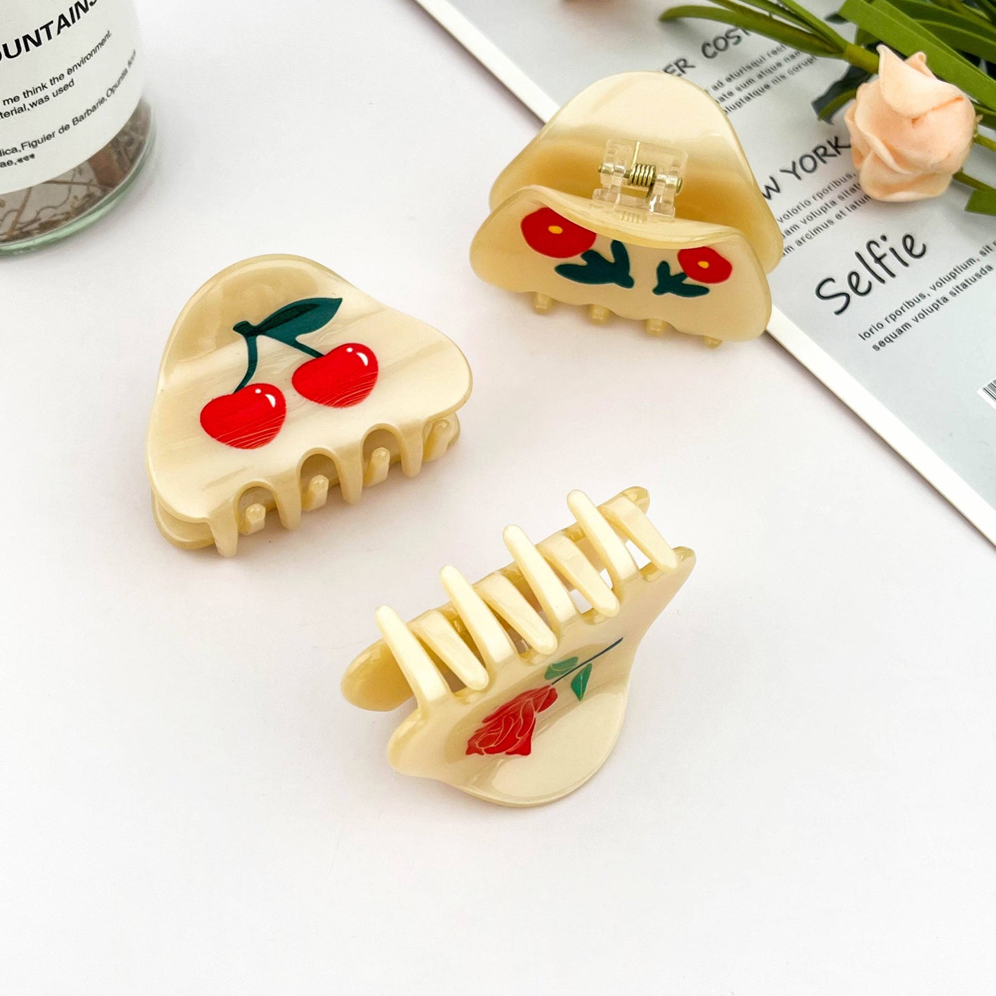 Petite Cherry Acetate Hair Claw Clip-Summer gift
