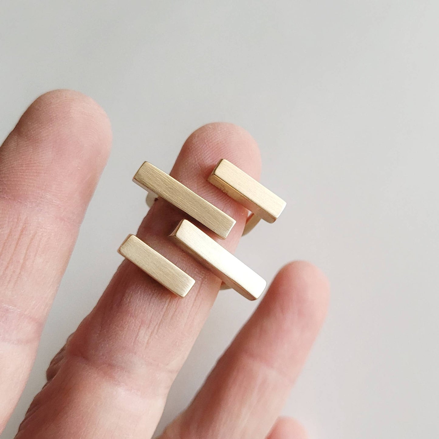 Modern brass rod ring handcrafted adjustable