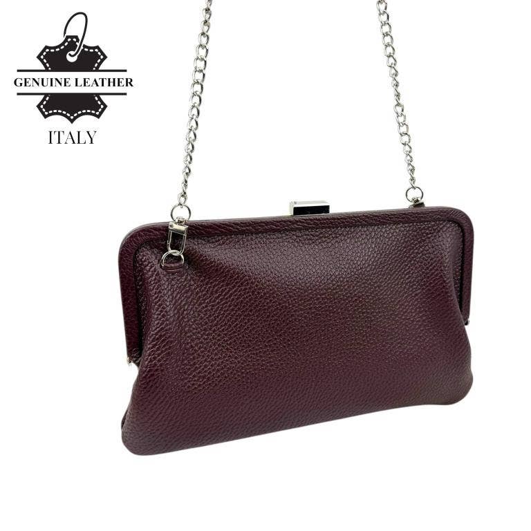 Italian Leather Clutch Bag with Chain Handle. Promo 58052