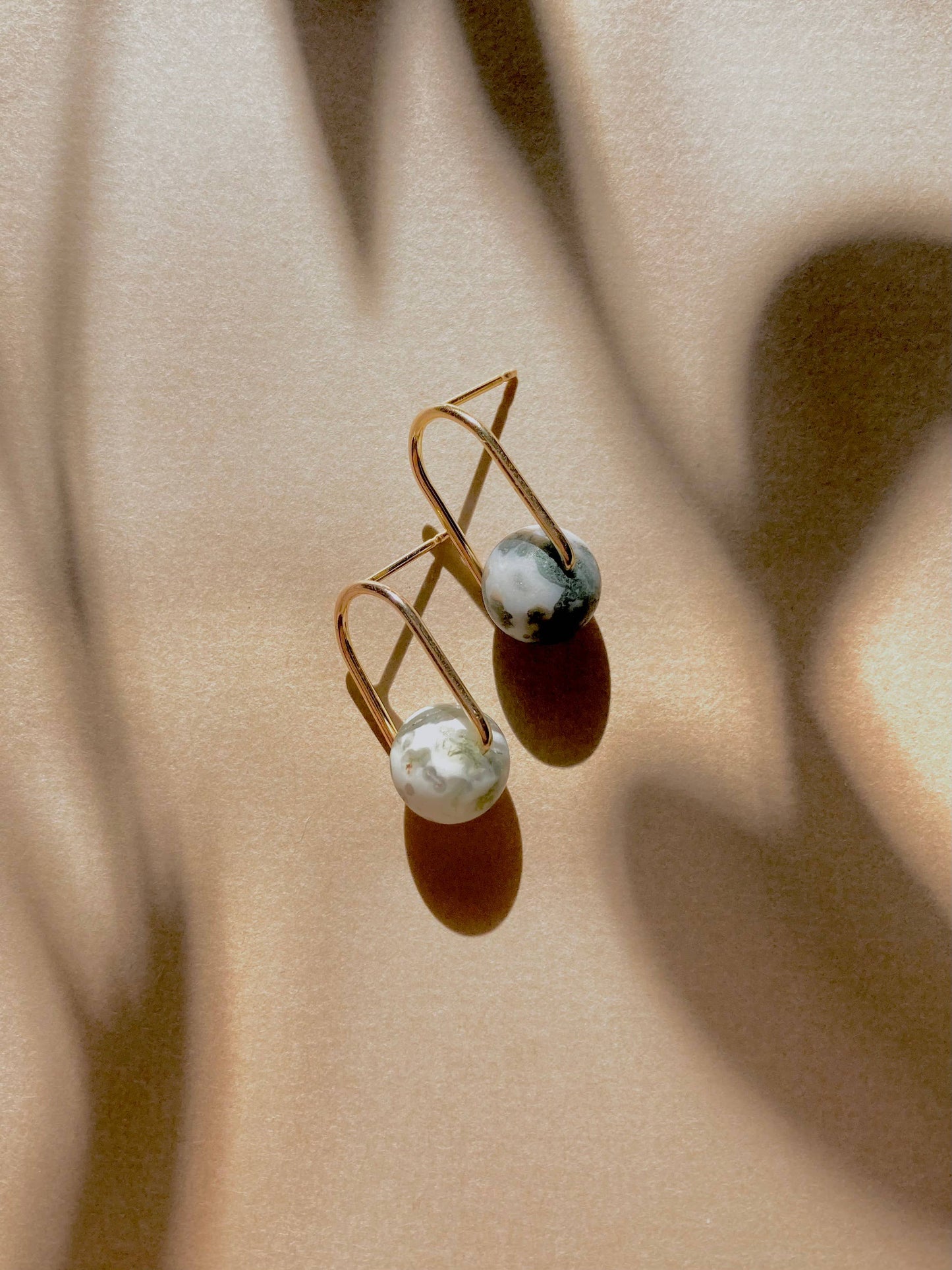 Cove Stud - Minimal Gemstone Arc Frame Stud in Cool Tones
