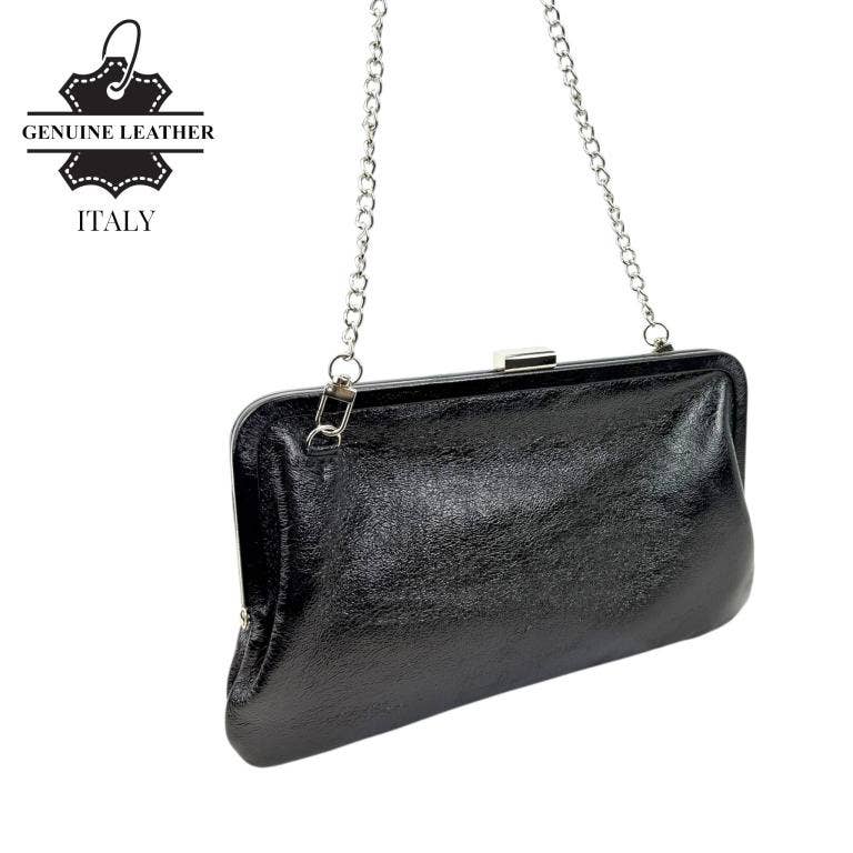 Italian Leather Clutch Bag with Chain Handle. Promo 58052
