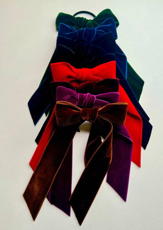 Japanese DoubleSided 1.5" Velvet Ribbon Hair Bow Barrettes