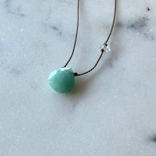 Amazonite with Herkimer Diamond Comminication Necklace