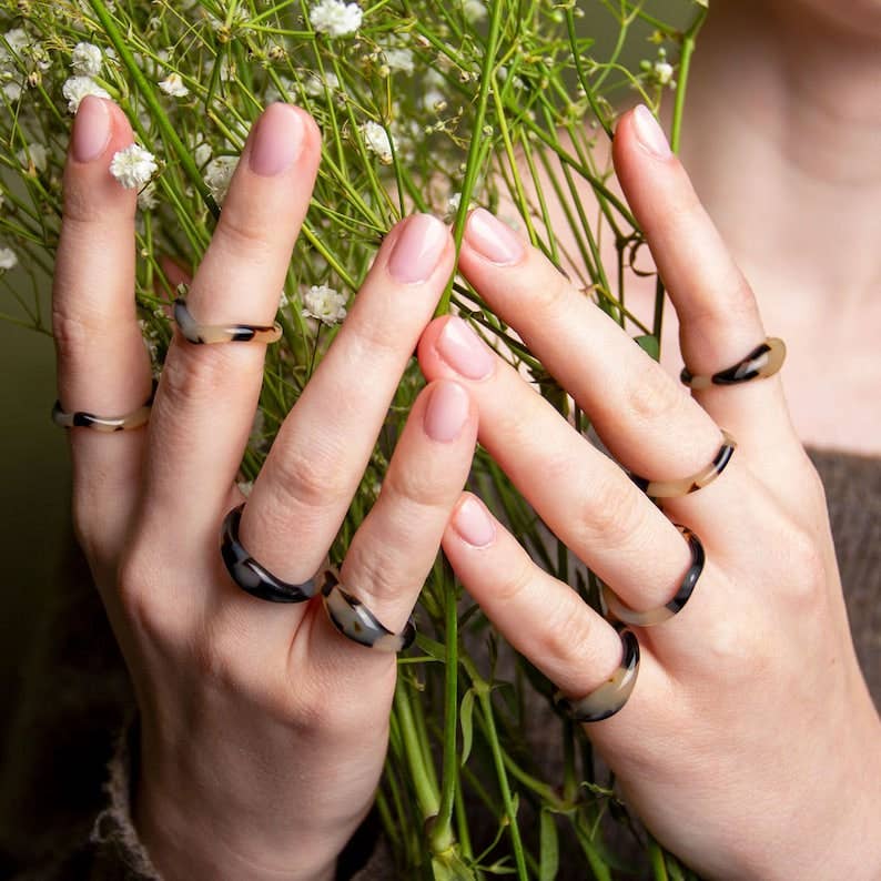 Stacking Dew Drop Ring | Acetate Resin Ring