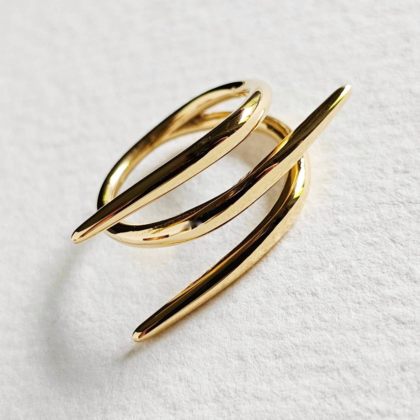 18k gold plated modern barbed wire Spike ring