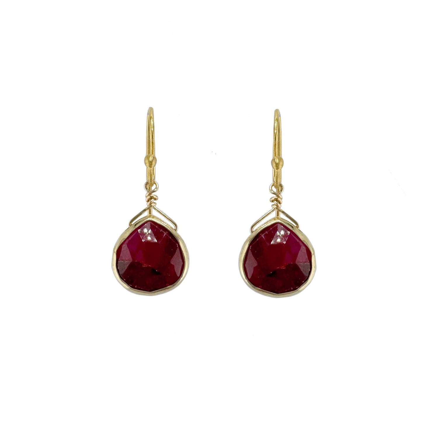 RUBY T- Small Ruby Teardrop Earrings in Silver
