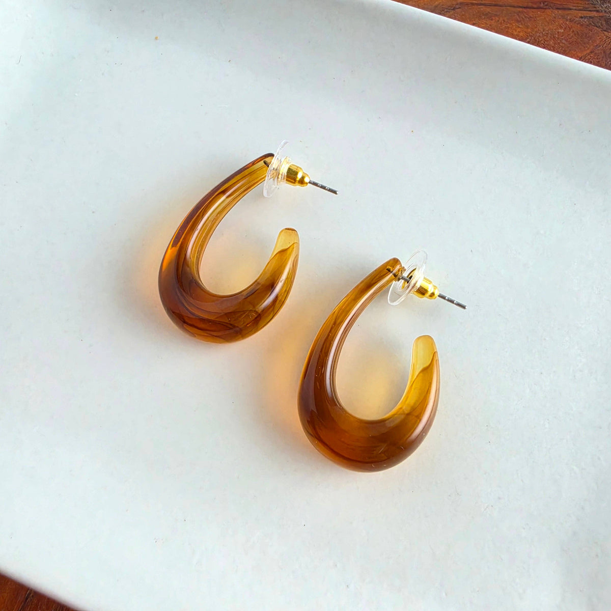 Julie Hoops - Amber // Fall, Resin, Jewelry, Earrings