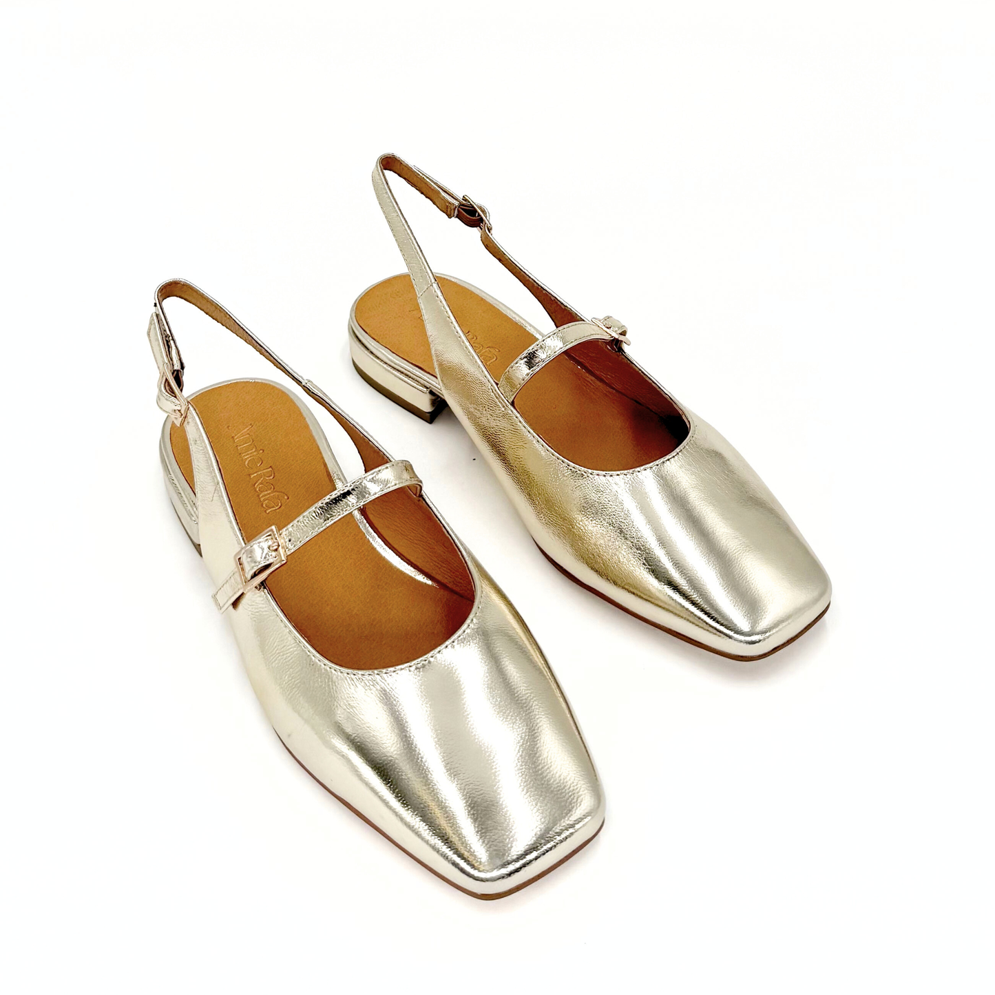 Gold | Athena Slingback Square Toe Flats