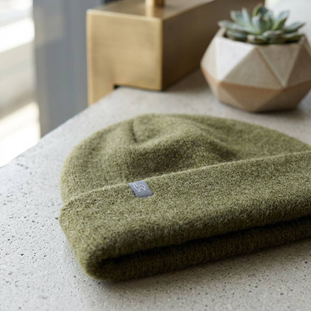 Alpaca Beanie Hat - Brushed - Beech