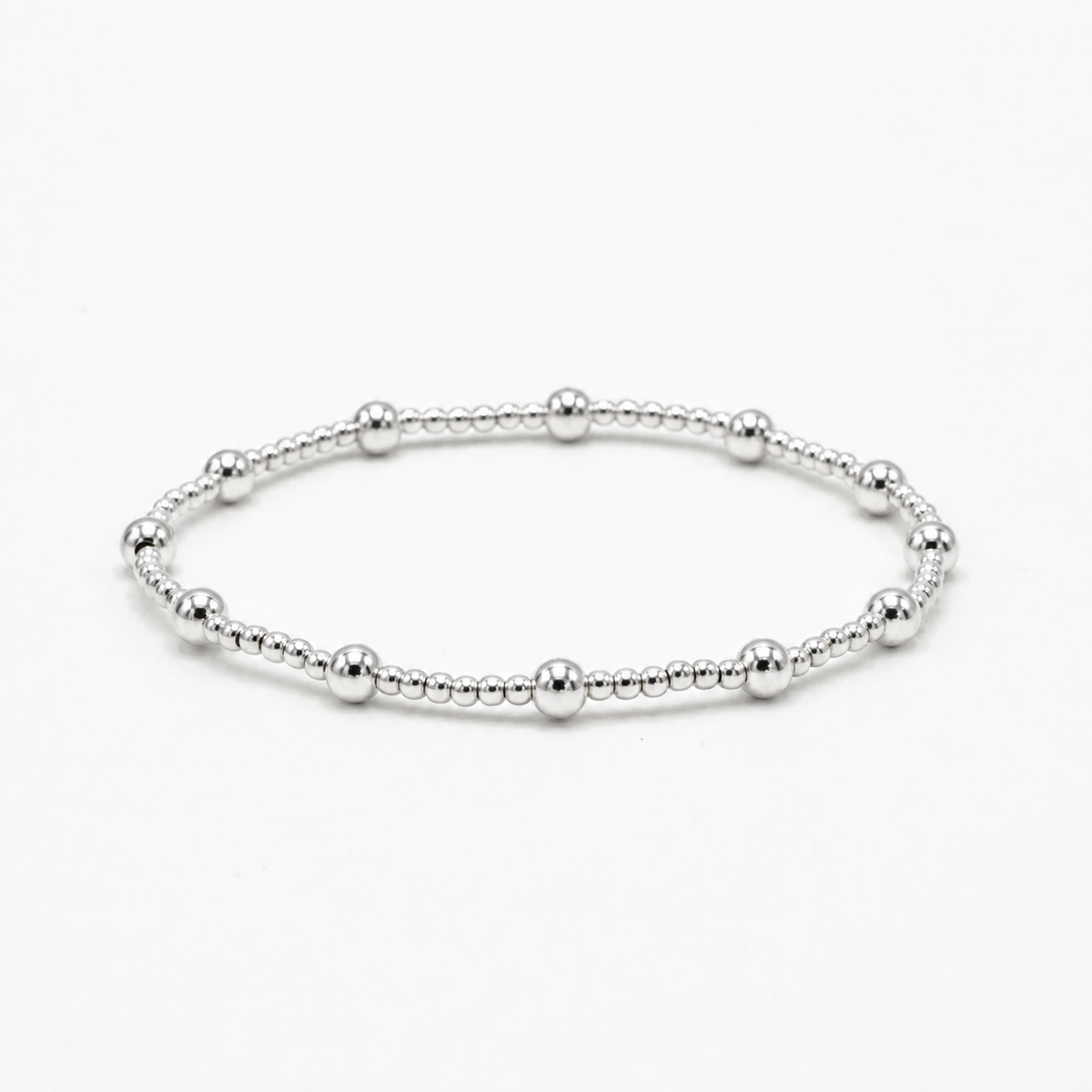 2mm Sterling Silver Waterproof Karma bracelet (with twelve 4mm)