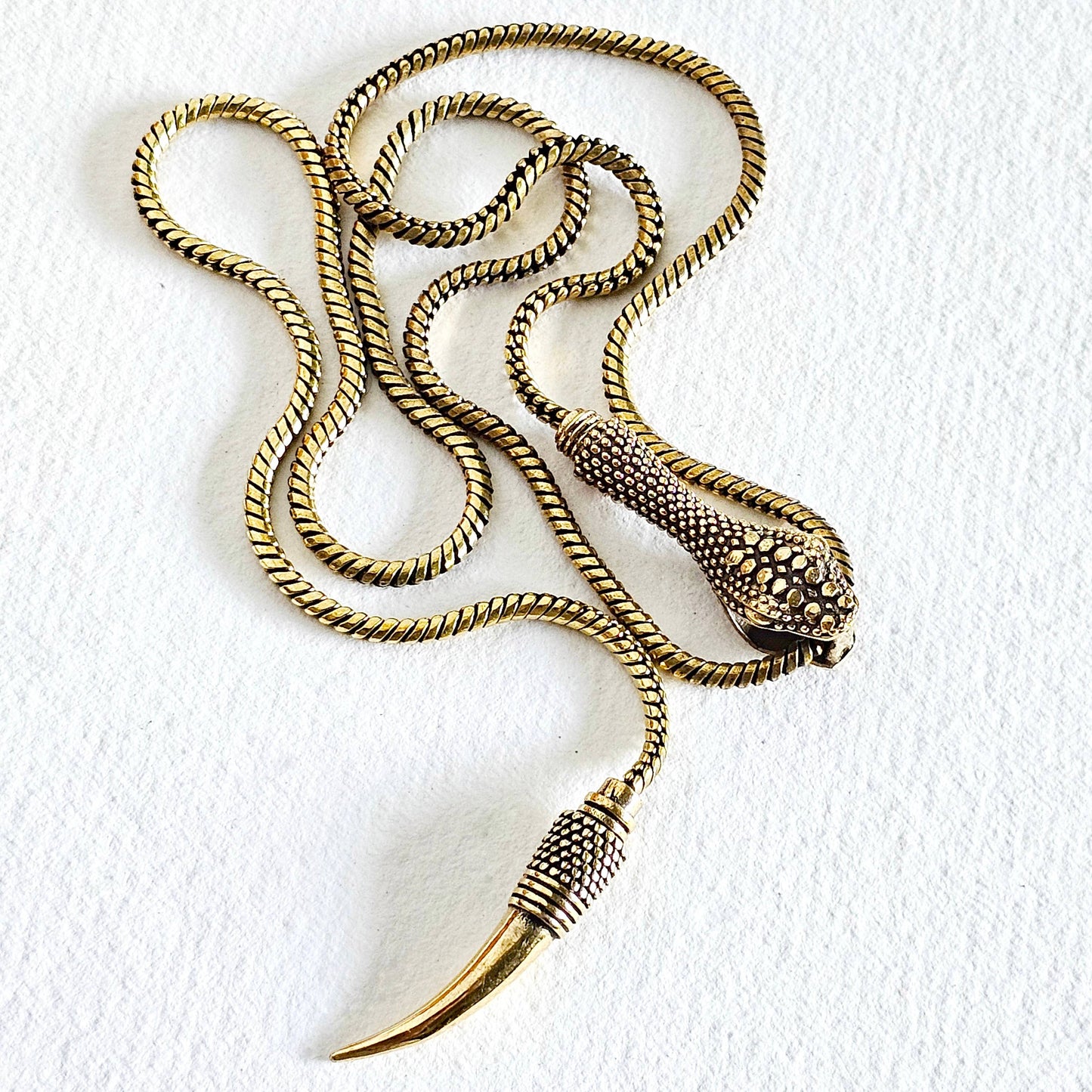 Brass snake chain serpent lariat long necklace #BX24