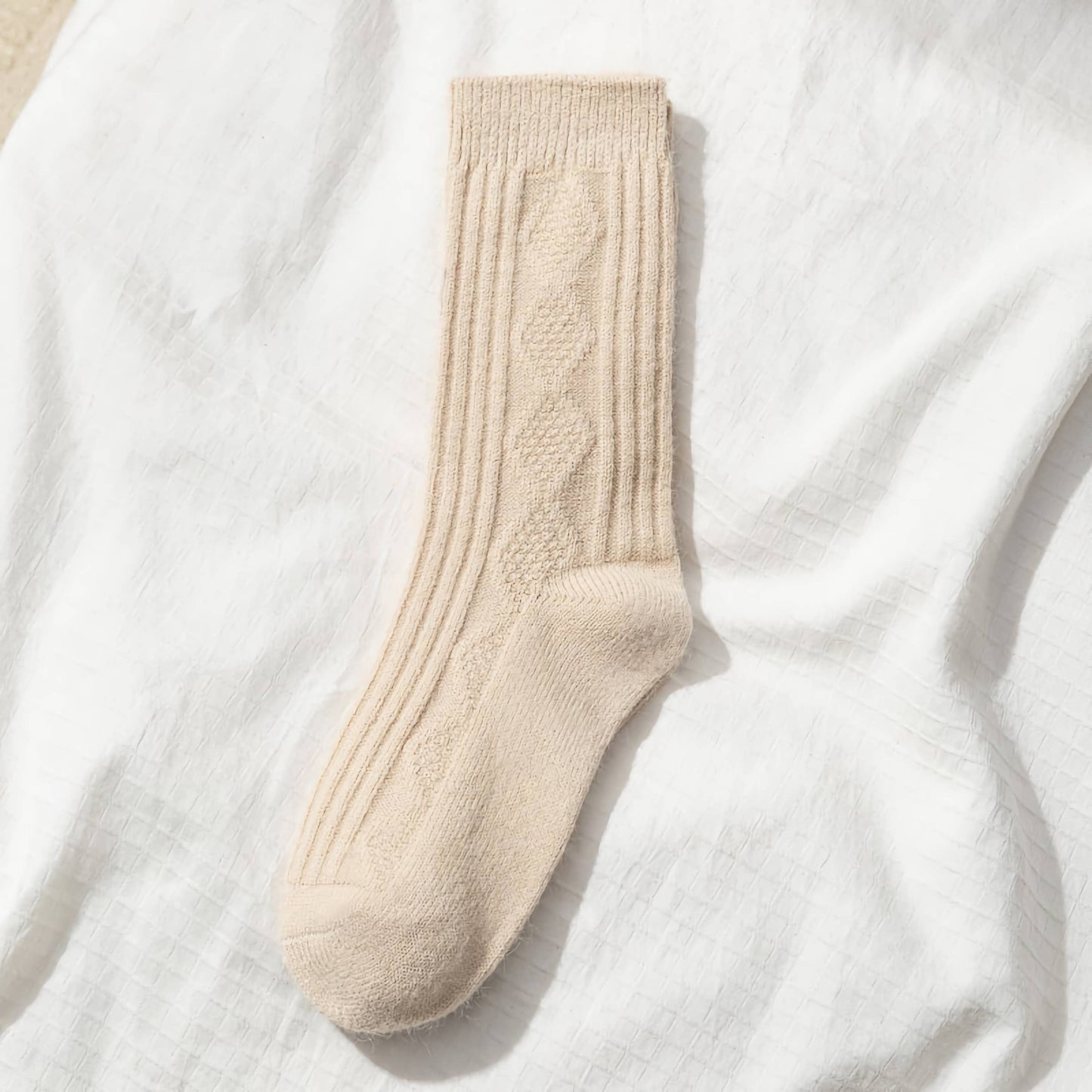 Autumn/Winter Women's Wool & Cashmere Striped Diamond Socks