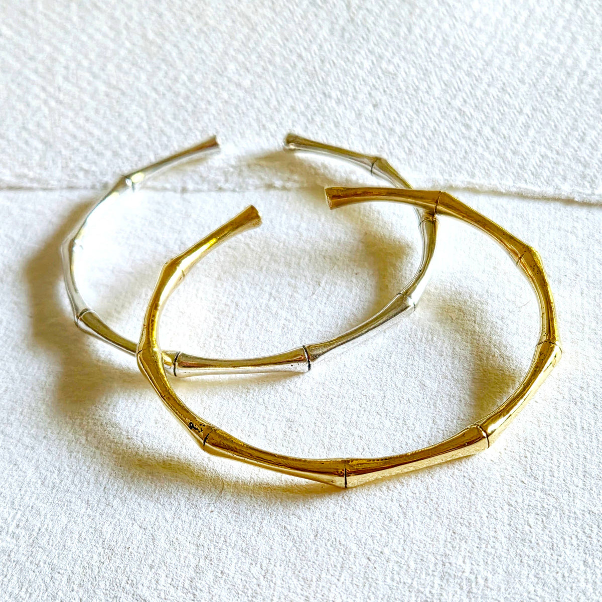 Silver bamboo classic handcast cuff bracelet