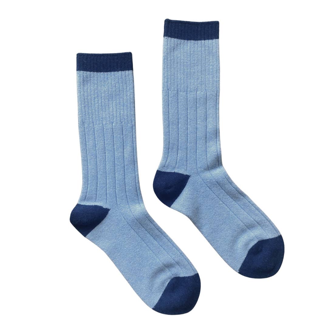 KLUE merino wool banded socks | Grey and blue