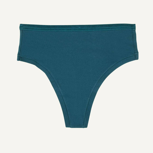 Organic Cotton High-Rise Thong Underwear in Meridian