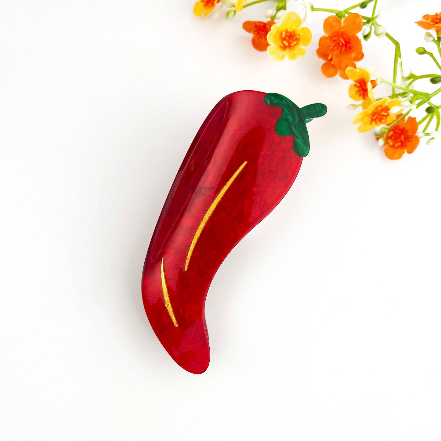 🌶️ Sweet & Spicy Pepper Hair Claw – Fun Acetate Clip