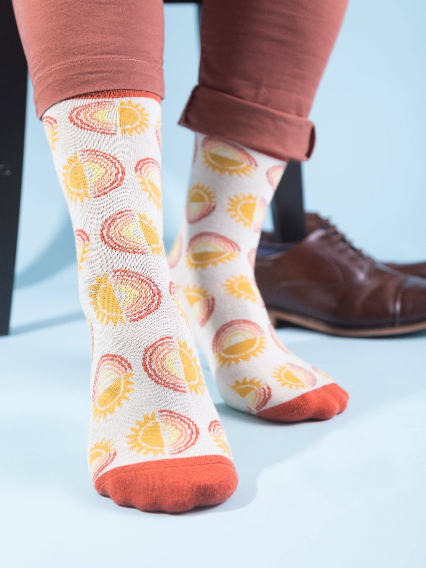 Sunny Men's + Women's Organic  Socks | White, Red, Yellow