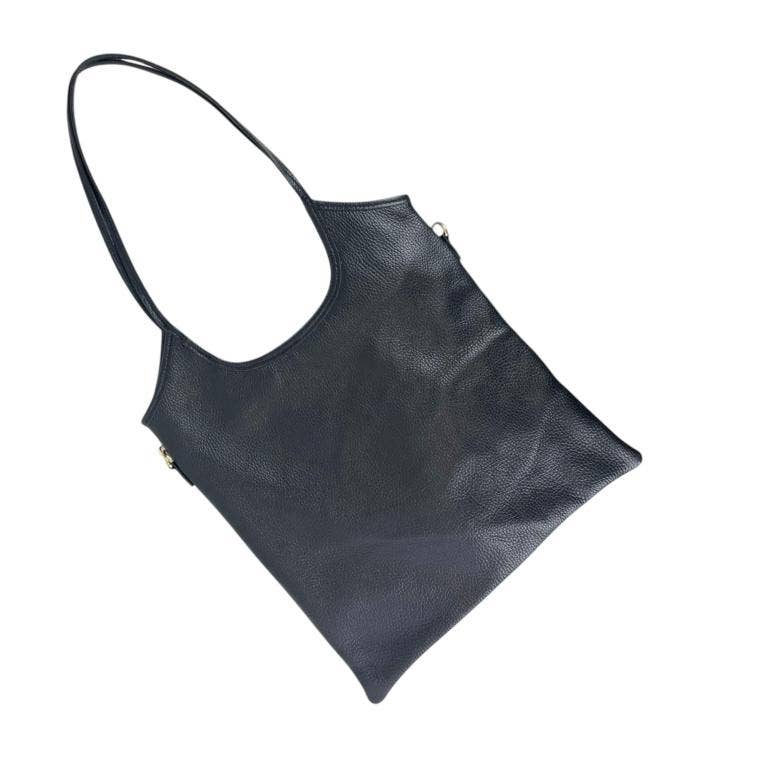 Leather Bag with Long Handles and Crossbody Strap