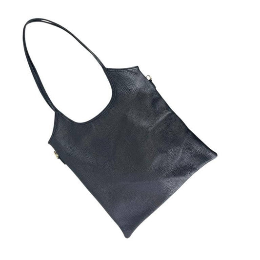 Leather Bag with Long Handles and Crossbody Strap