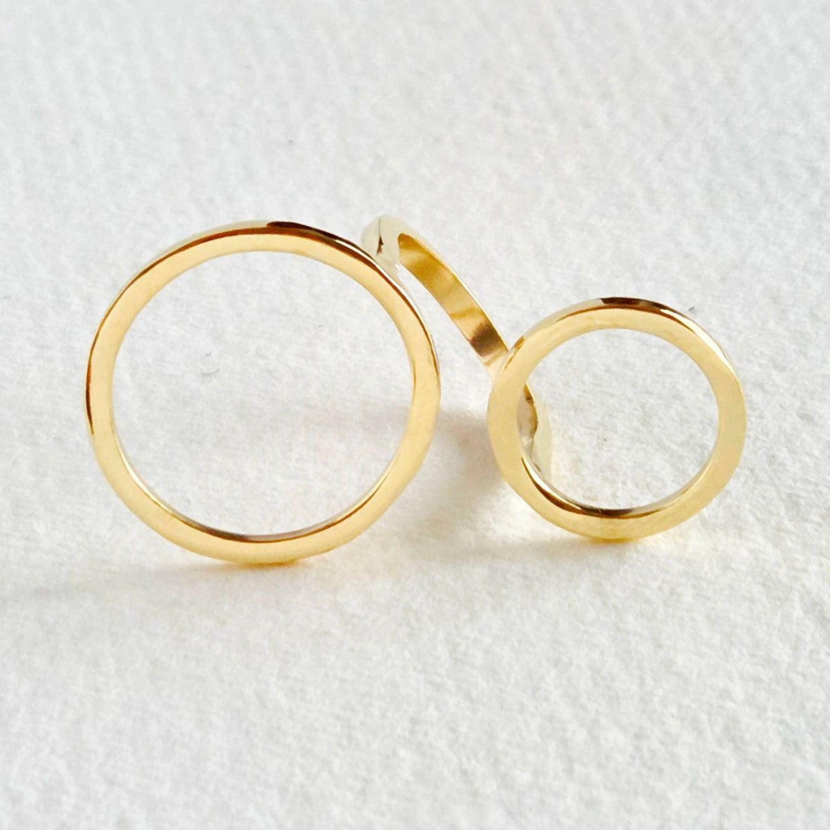 Brass ring open circle adjustable handmade double ring