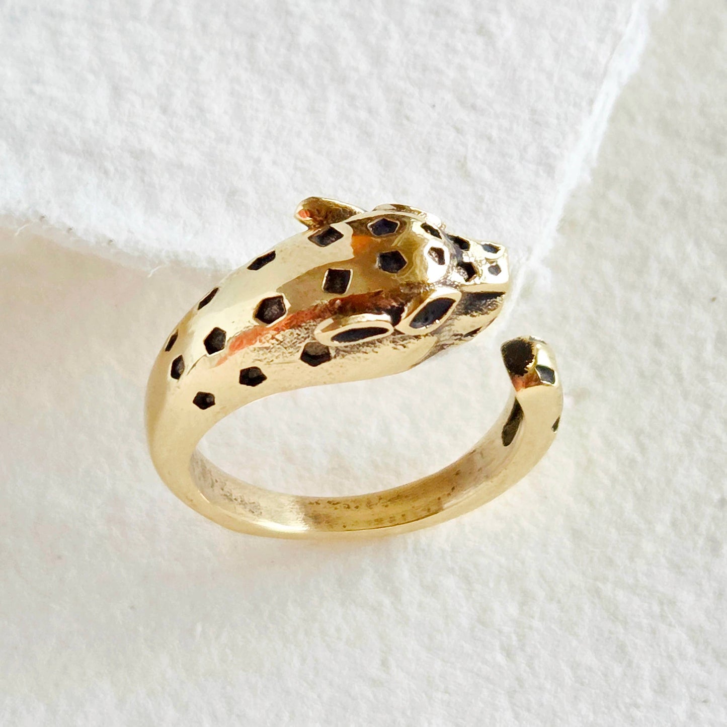 Brass tiger panther animal ring adjustable nature jewelry