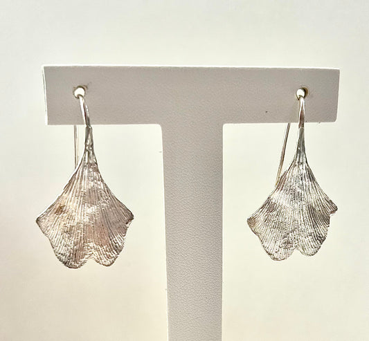 Sterling Silver Ginkgo Leaf Earrings