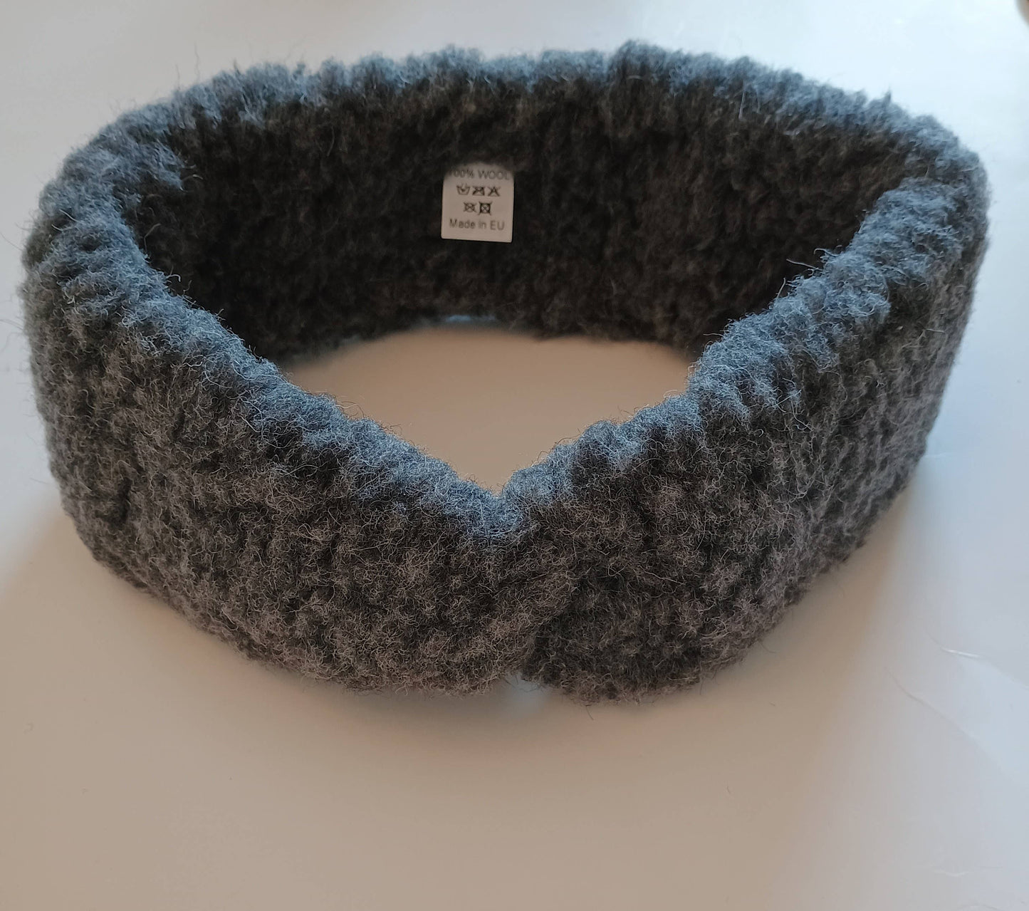 Natural 100% Sheep Wool Headband, Warm Winter Ear Warmer