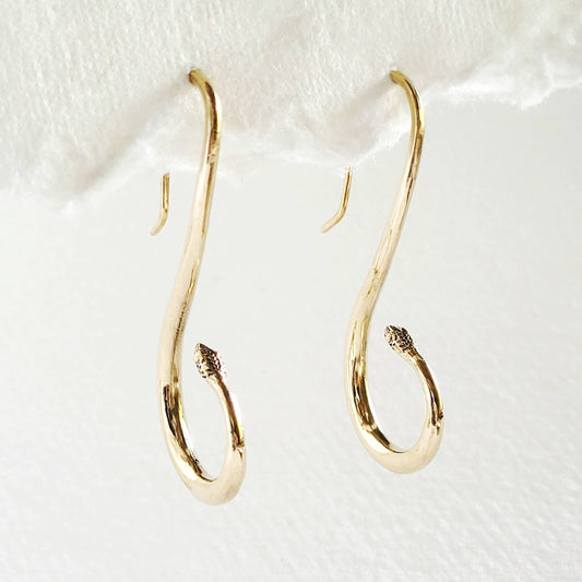 Brass handmade swirl hoop wire earrings