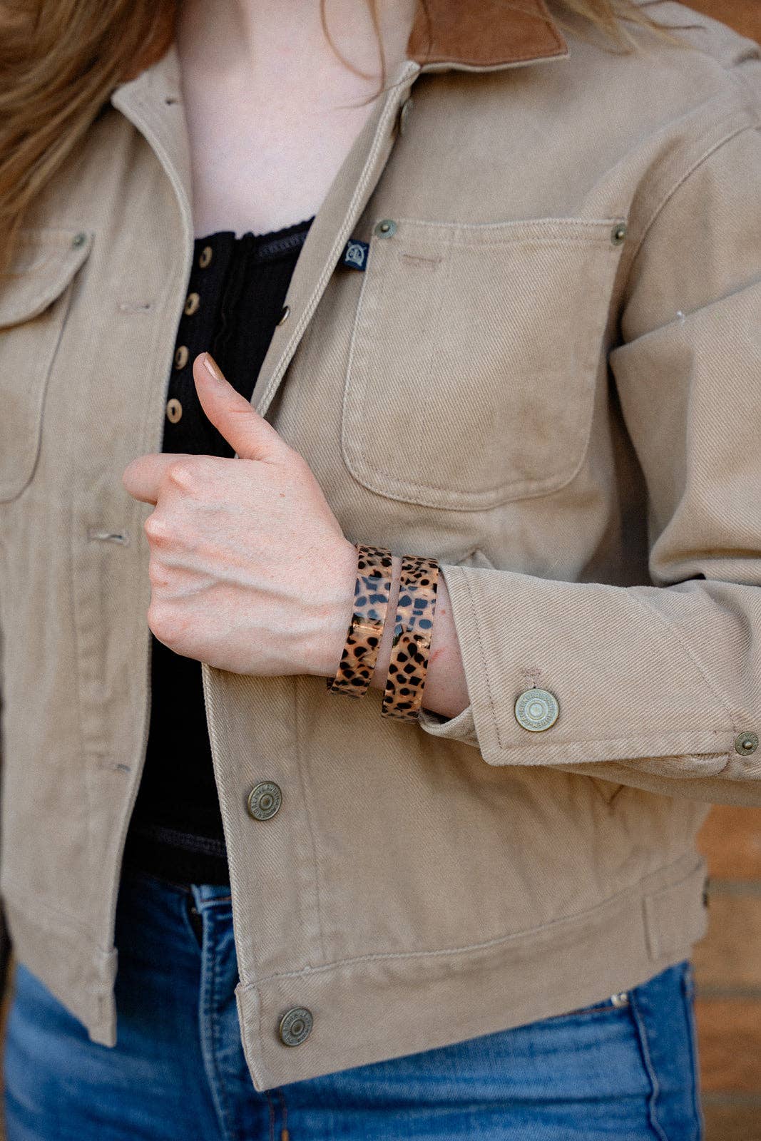 Brynn Bracelet - Cheetah - Standard // Acrylic Cuff Bangle