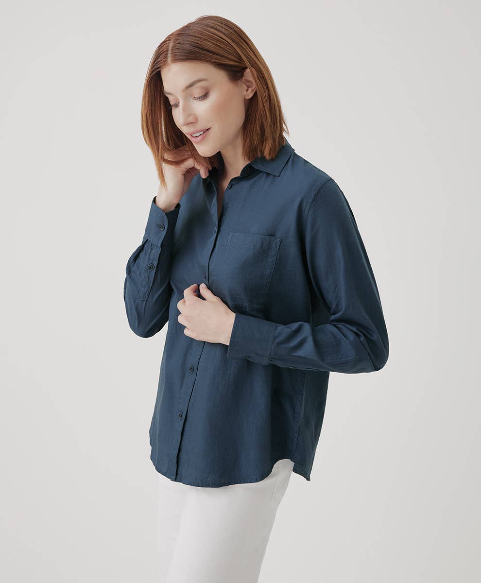 Sunset Lightweight Cotton Classic Shirt | French Navy