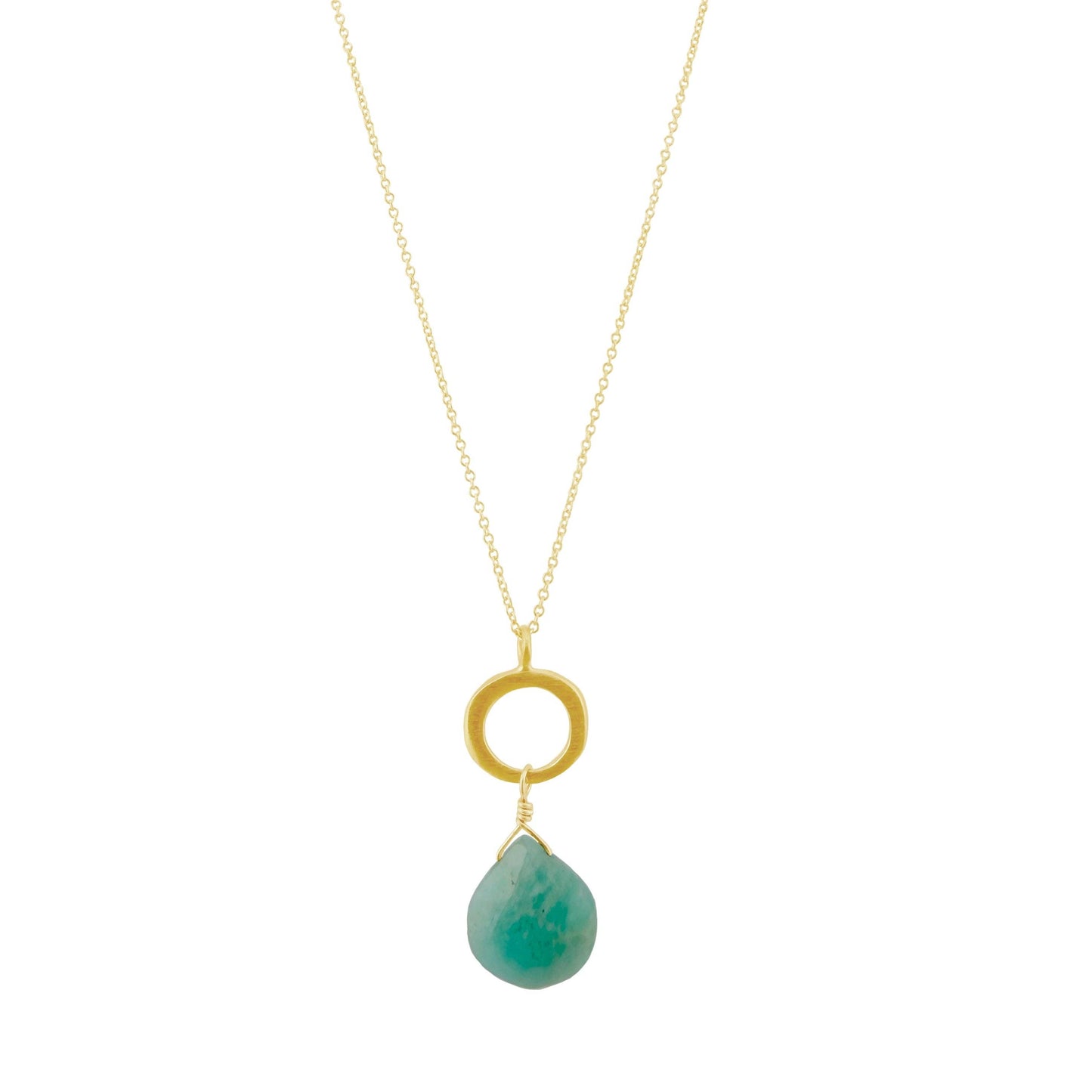 Circle w. Amazonite Necklace in Silver or Vermeil