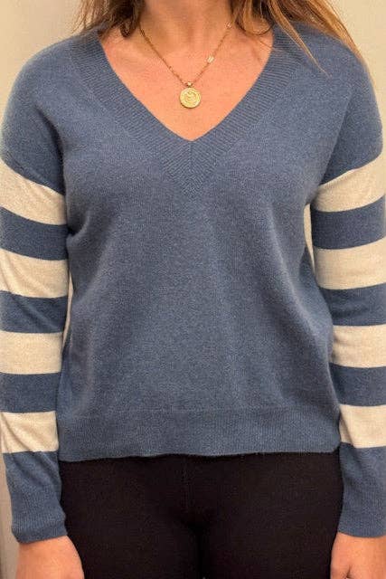 Lane V Neck | Denim/Ivory