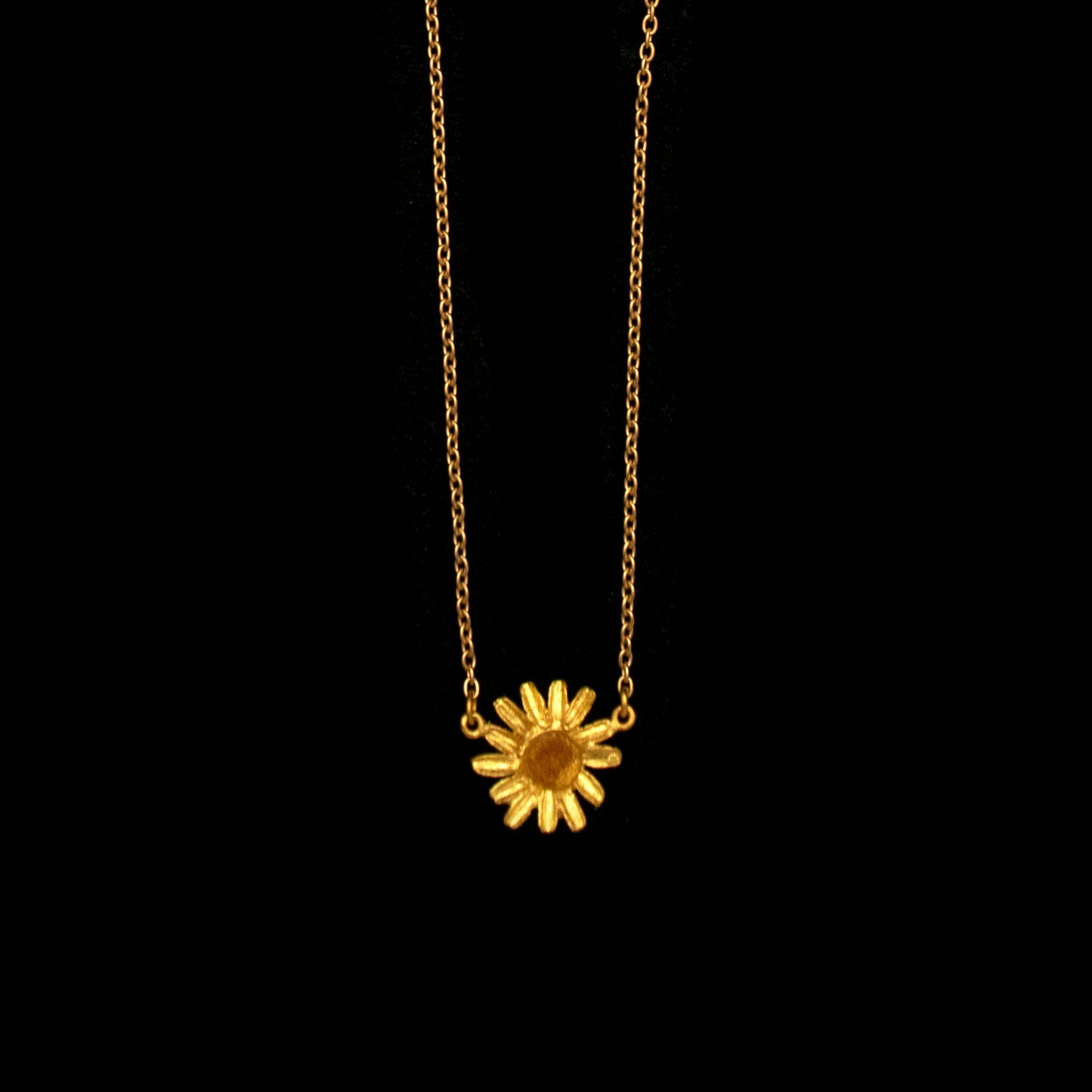 Golden Daisy Single Flower Pendant - 16" Adj.