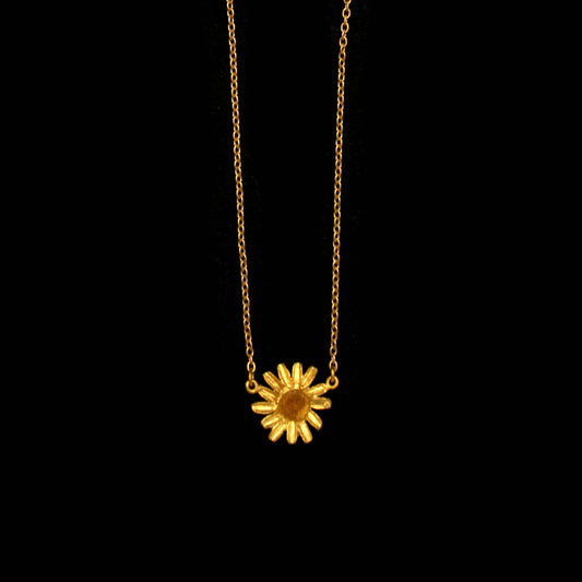 Golden Daisy Single Flower Pendant - 16" Adj.