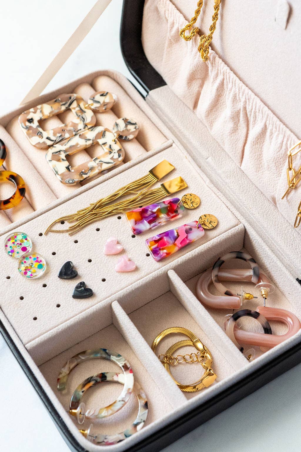 Jewelry Travel Case Box - Black // Gift, Storage