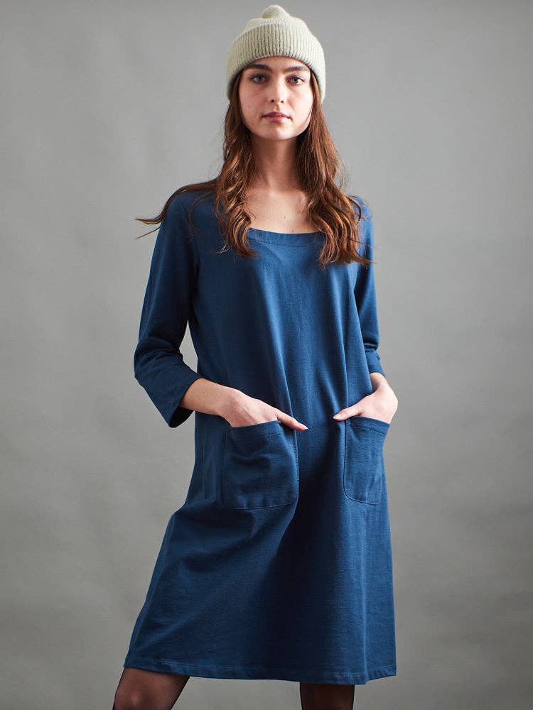 Sylvan Shift Dress Loop Knit  | Blue