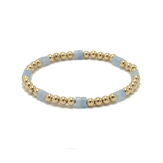 The Heishi Aquamarine & 14k Gold filled Waterproof Bracelet