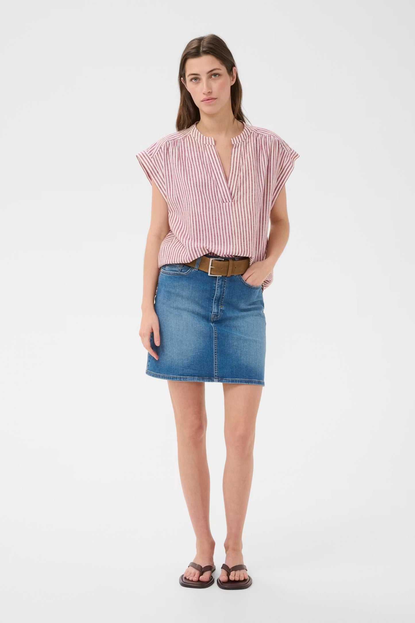 Bettina Blouse | Burnt Russet Stripe